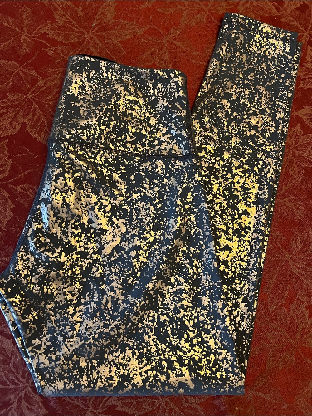 Define Your Inspiration DYI Dark Grey and Gold Splatter Women’s Leggings NWOT M
